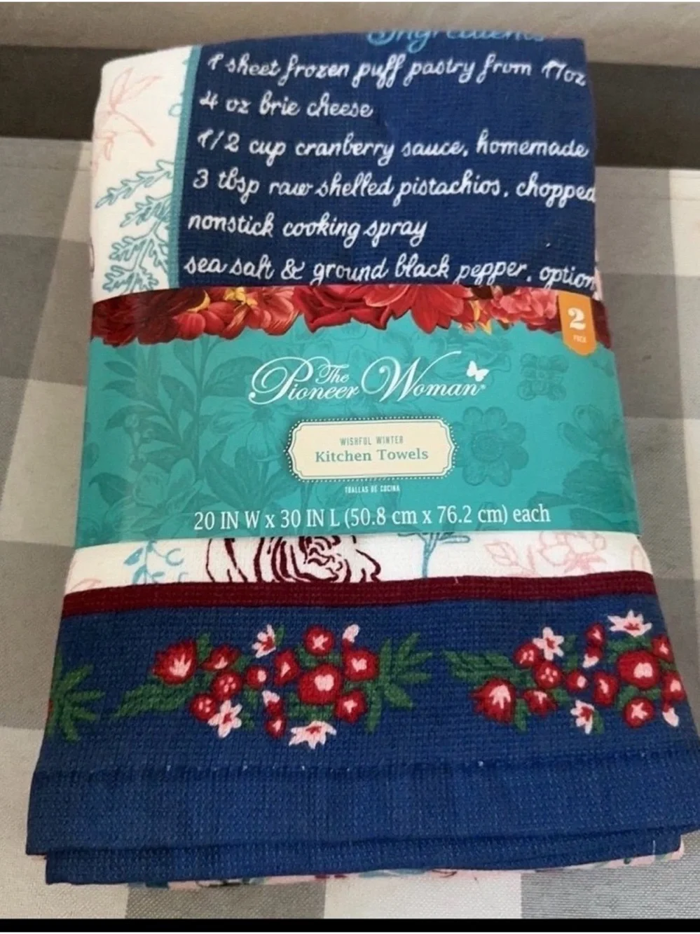 The Pioneer Woman Navy and Red Floral Kitchen Towels